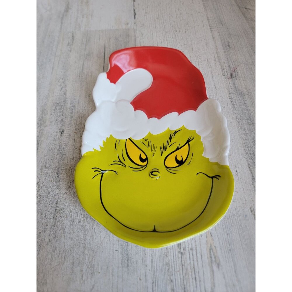 Lenox Merry Grinch Miss candy dish plate home decor Xmas Santa hat